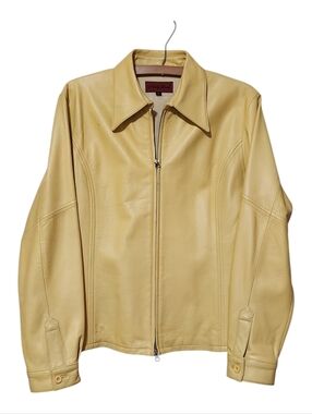 Vintage Nicola Berti USA Italian Leather Yellow Jacket Size XL